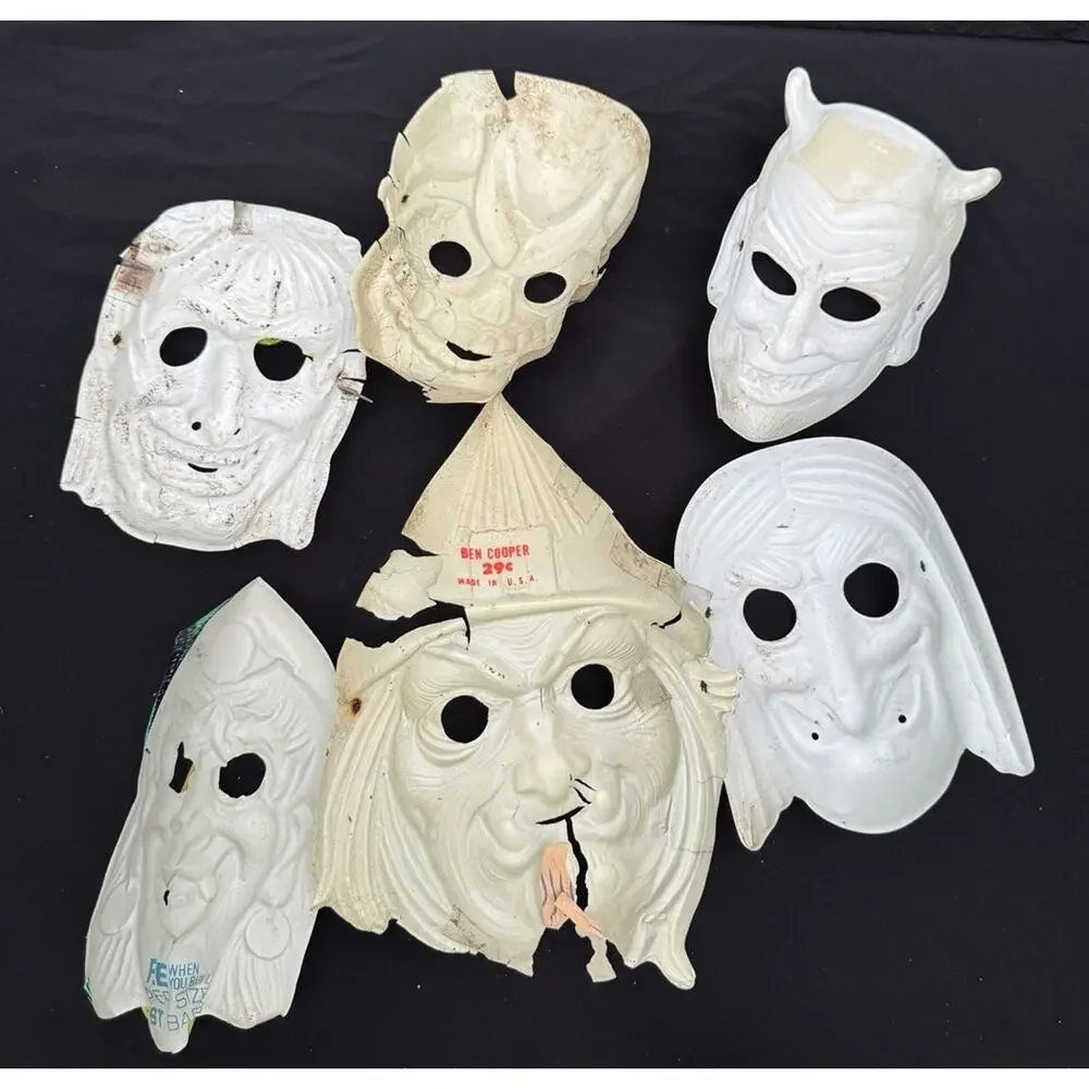 Rare 1960’s HTF Vtg Collegeville Ben Cooper Halloween Mask Lot Of 6 USA LOOK!